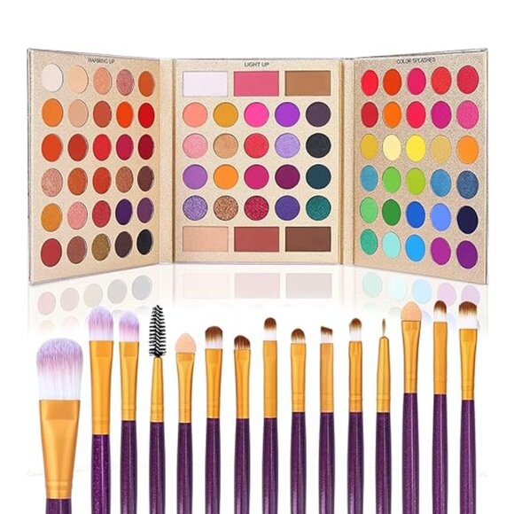Makeup Eyeshadow Palette + 15Pcs Brush Set